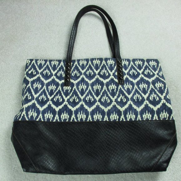 Label Rachel Roy Tote Large Blue and Black faux Leather - Picture 3 of 16